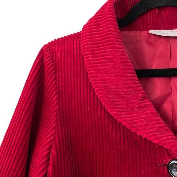 First Issue Liz Claiborne red wide wale corduroy lined one button jacket S - Picture 2 of 11